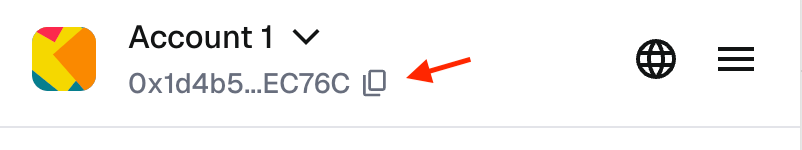 Capture d'écran de MetaMask montrant le bouton de copie d'adresse