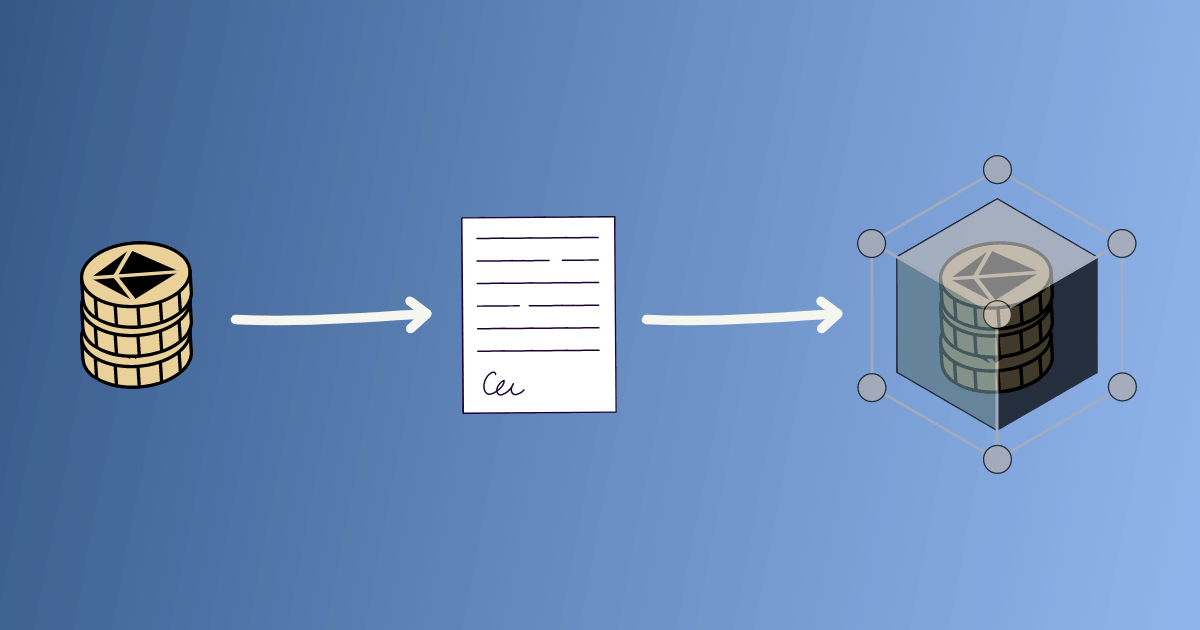 Représentation de l'envoi du stake au contrat officiel Ethereum