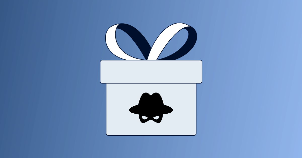 Un cadeau sur lequel une figure non amicale apparaît pour représenter le fait que le cadeau est piégé.